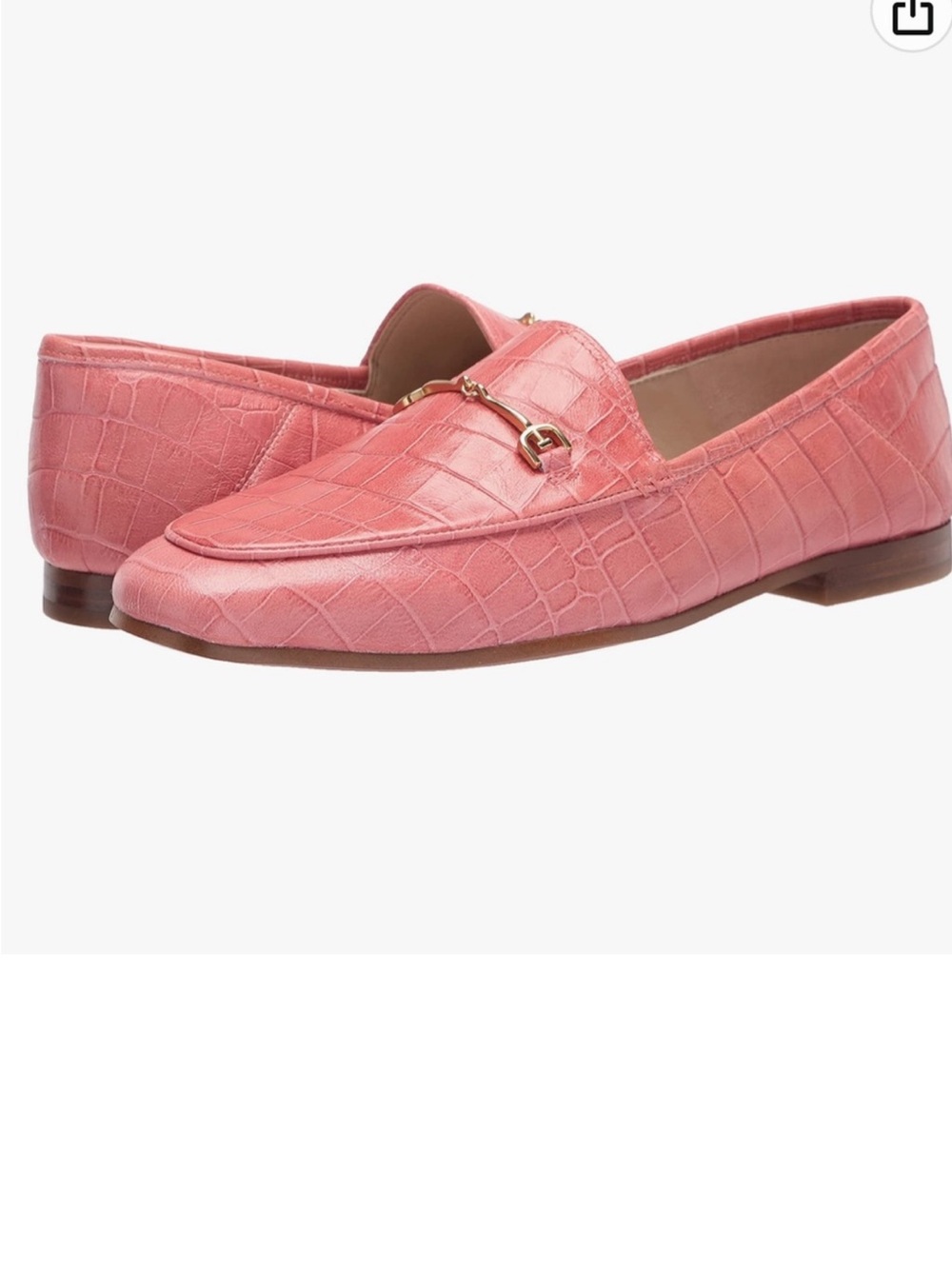 Sam Edelman Loraine Bit Pink Croc-Embossed Leather Loafer Shoe Sz 7 Preppy Chic